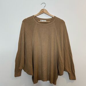 Cobblestone Living Made in Italy Batwing Crewneck Sweater in camel tan one size